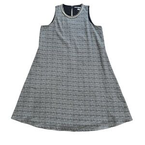 Karl Lagerfeld Paris Black White Sleeveless Shift Dress Pearl Neckline Womens 6‎